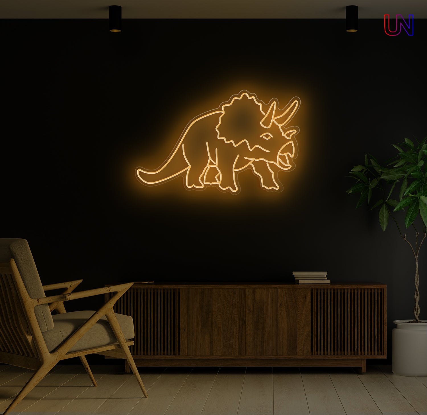 Triceratops LED Neon Sign – Dinosaur Wall Light for Kids Room & Unique Decor