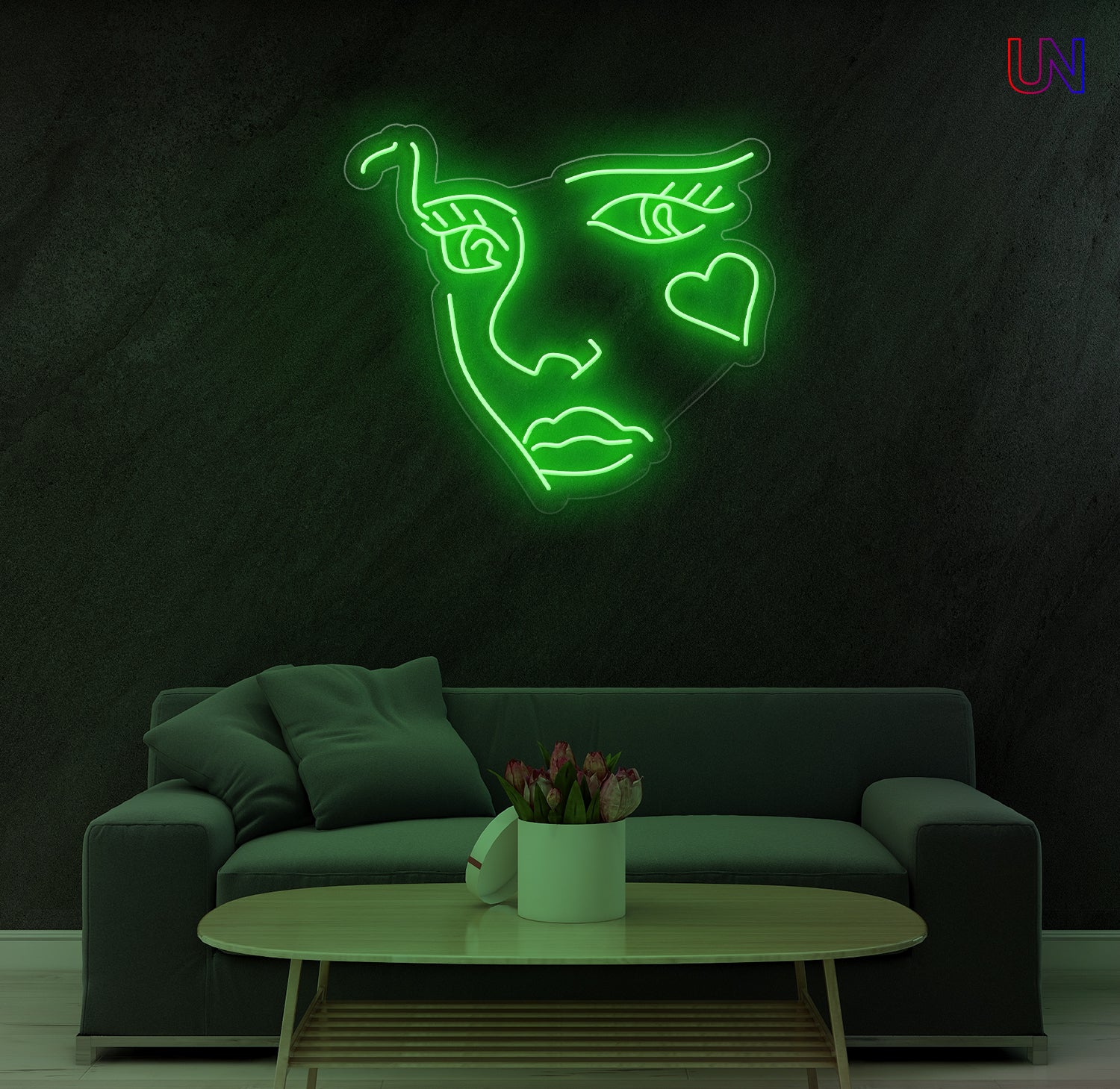 Abstract Face Neon Sign  for Living Room Studio & Creative Spaces