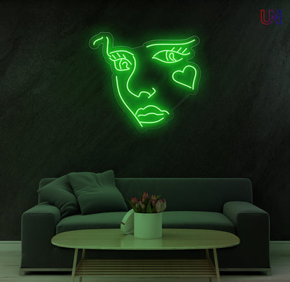 Abstract Face Neon Sign  for Living Room Studio & Creative Spaces