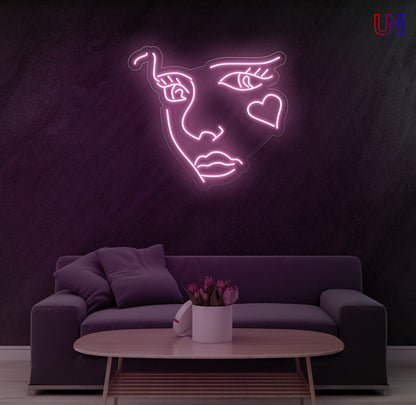 Abstract Face Neon Sign  for Living Room Studio & Creative Spaces