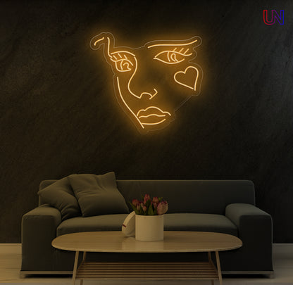 Abstract Face Neon Sign  for Living Room Studio & Creative Spaces