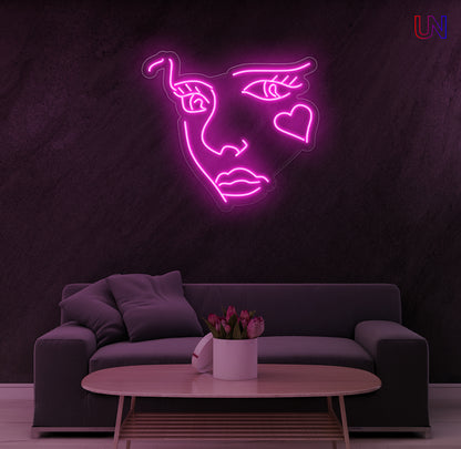 Abstract Face Neon Sign  for Living Room Studio & Creative Spaces