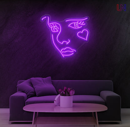 Abstract Face Neon Sign  for Living Room Studio & Creative Spaces