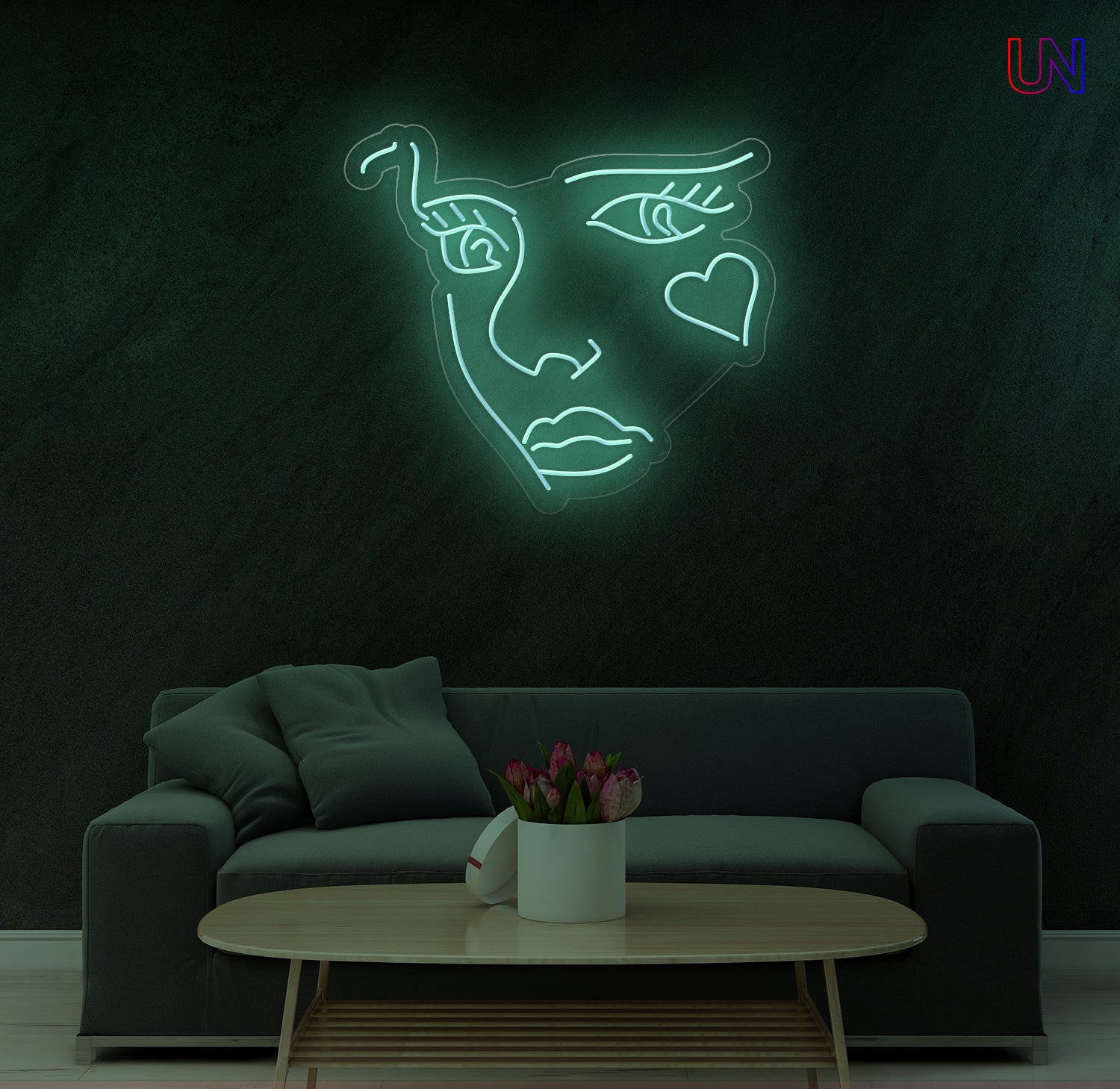 Abstract Face Neon Sign  for Living Room Studio & Creative Spaces
