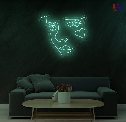 Abstract Face Neon Sign  for Living Room Studio & Creative Spaces