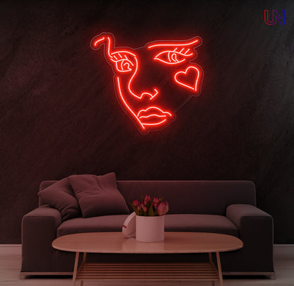 Abstract Face Neon Sign  for Living Room Studio & Creative Spaces