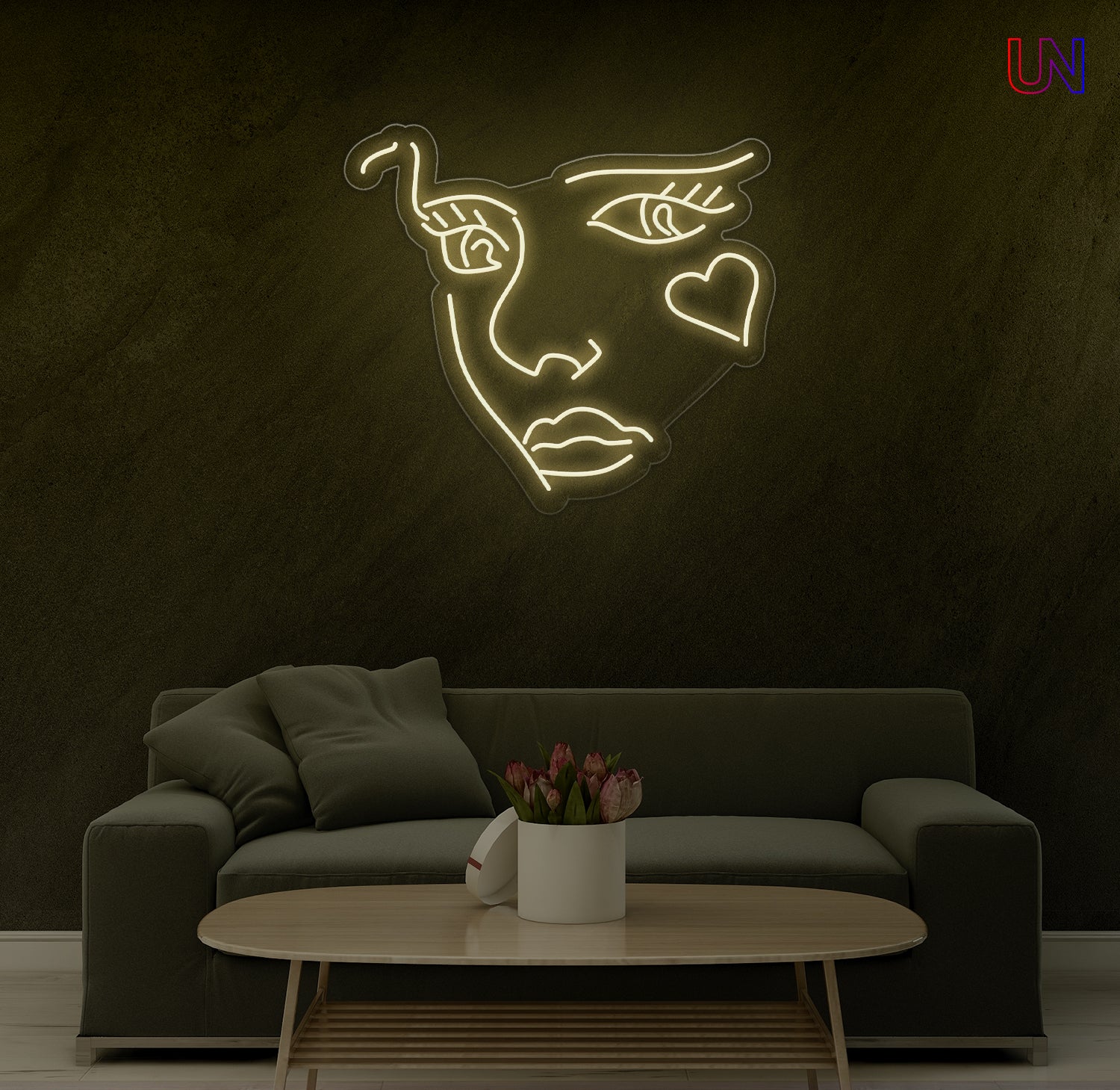 Abstract Face Neon Sign  for Living Room Studio & Creative Spaces