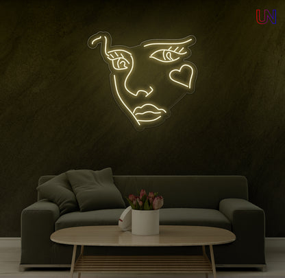 Abstract Face Neon Sign  for Living Room Studio & Creative Spaces