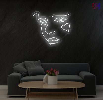 Abstract Face Neon Sign  for Living Room Studio & Creative Spaces