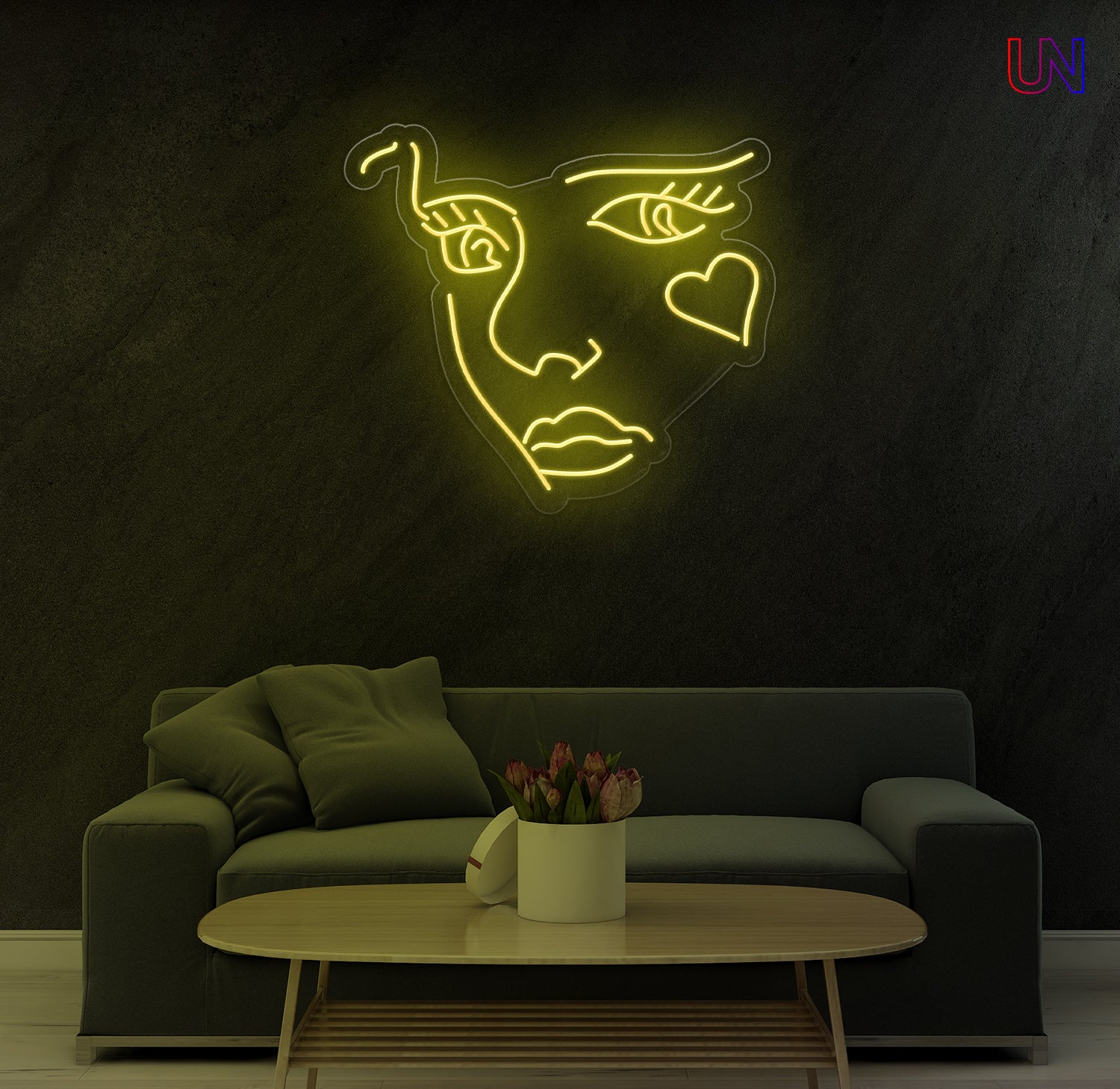 Abstract Face Neon Sign  for Living Room Studio & Creative Spaces