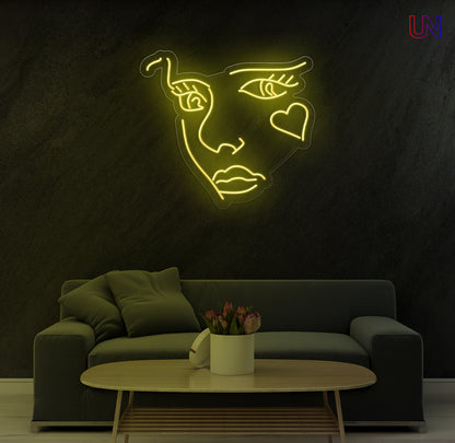 Abstract Face Neon Sign  for Living Room Studio & Creative Spaces