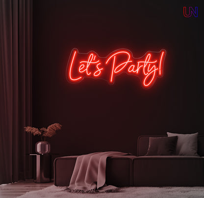 Custom “Let’s Party” neon sign wall decor for events, birthday parties, and celebration backdrops