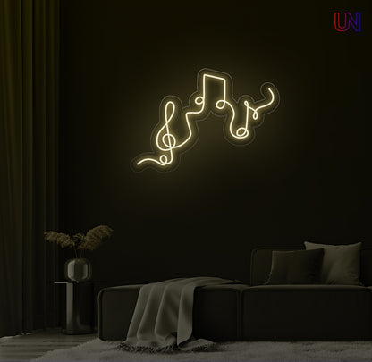 Musical Notes Neon Sign – Custom LED Wall Art for Music Lovers