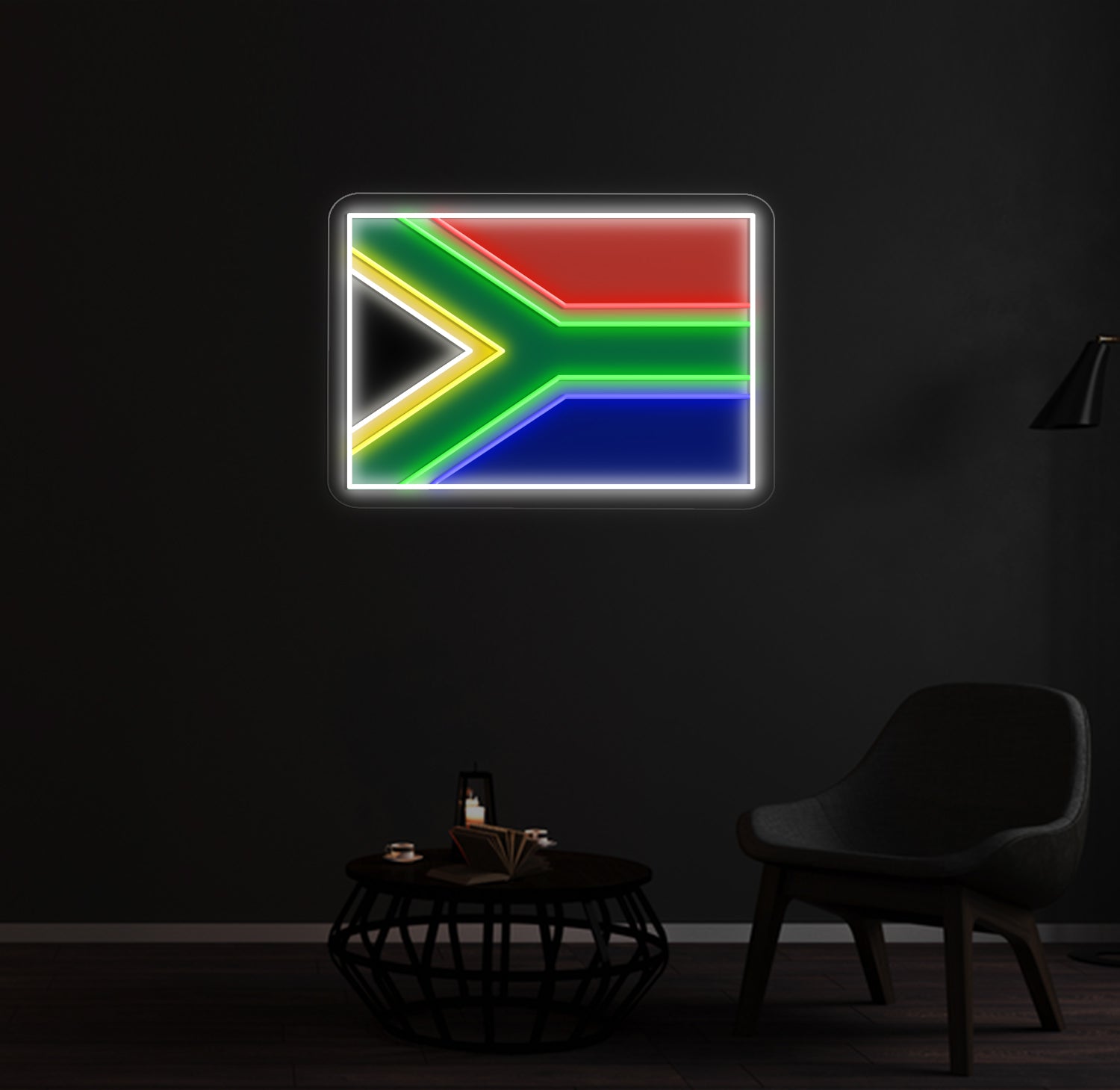 Light up your wall with a South Africa Flag custom neon sign. A premium handcrafted neon sign that brings vibrant neon style to any space.