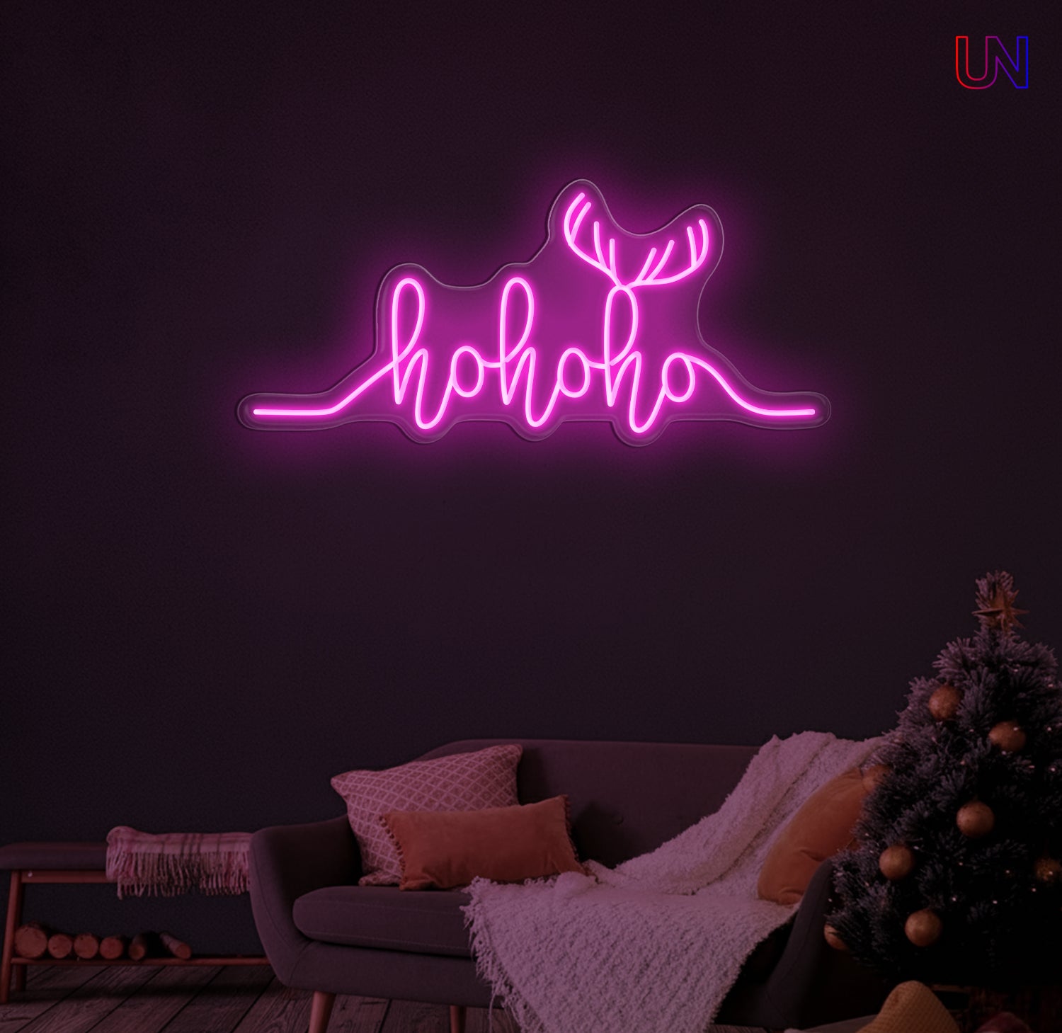 Festive Ho Ho Ho neon sign available in 12 color versions. A bright and playful Christmas LED décor piece perfect for homes, events, and holiday displays.
