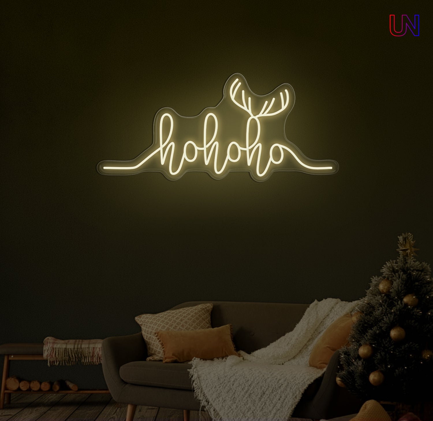 Festive Ho Ho Ho neon sign available in 12 color versions. A bright and playful Christmas LED décor piece perfect for homes, events, and holiday displays.