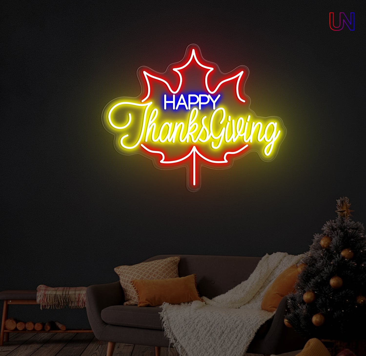 Happy Thanksgiving Custom Neon Sign – Festive LED Neon Wall Light for Fall Decor